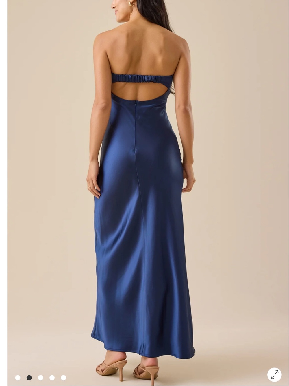 Altard State Navy Blue Satin Paityn Strapless Maxi Dress Women’s Sz XXS NWT